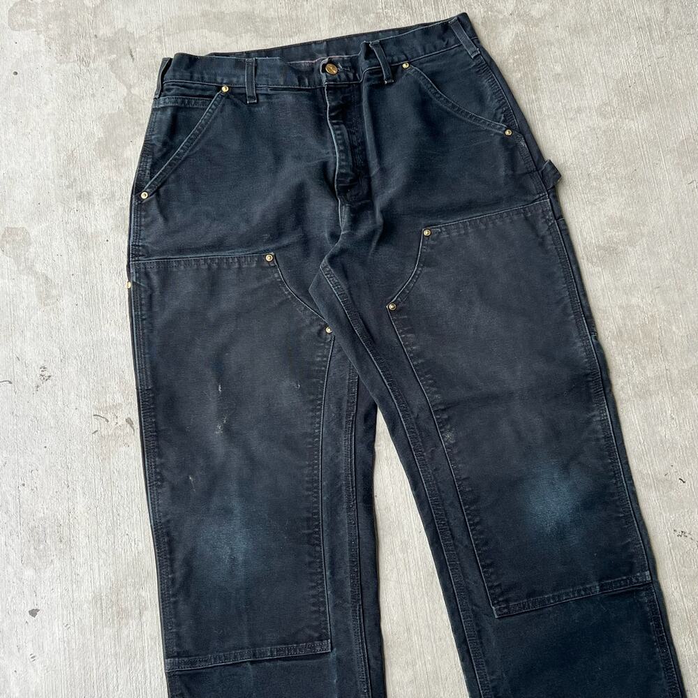Carhartt faded black double knee work wear carpenter pants - Picture 2 of 7
